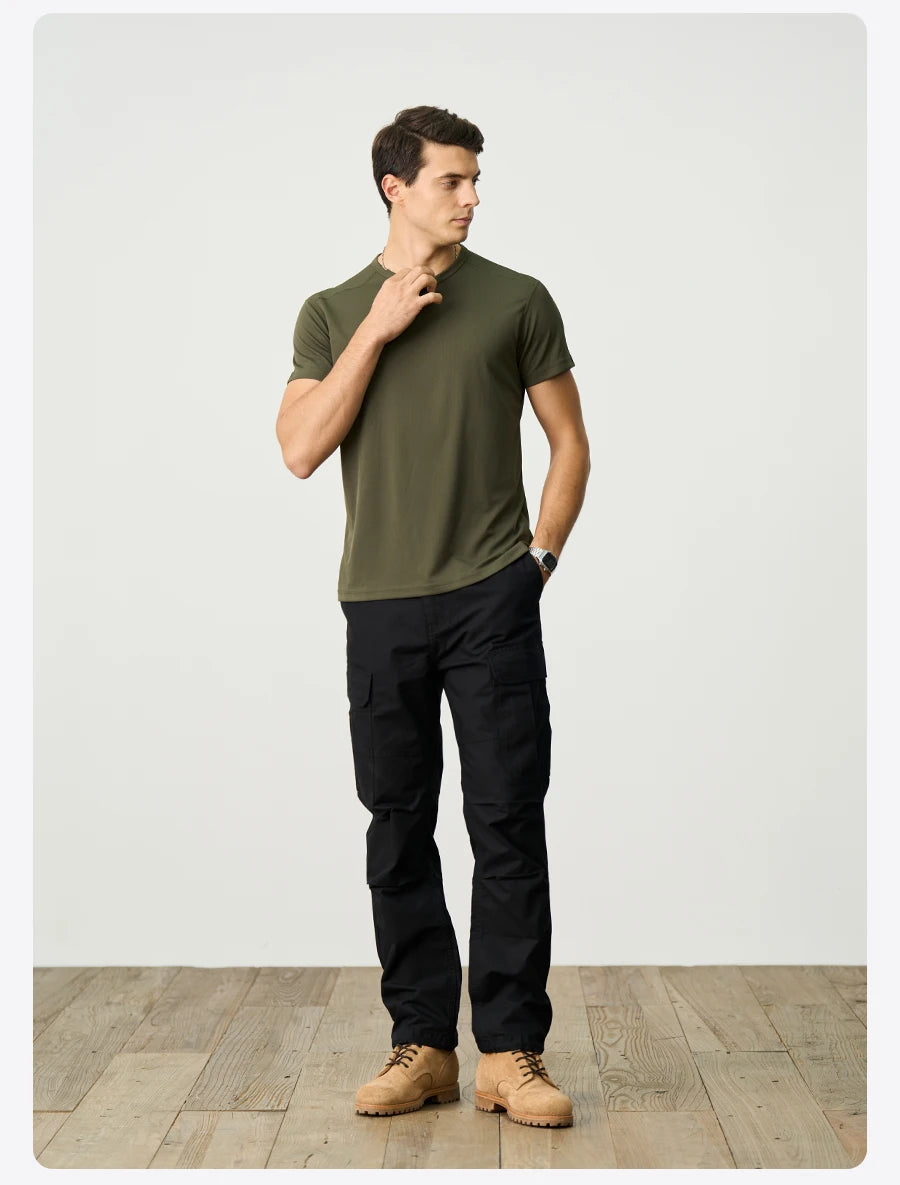 Men's Summer Slim Fit Active Quick Lightweight 140gsm Anti Static Conductive Fabric Athletic Gym T-Shirt