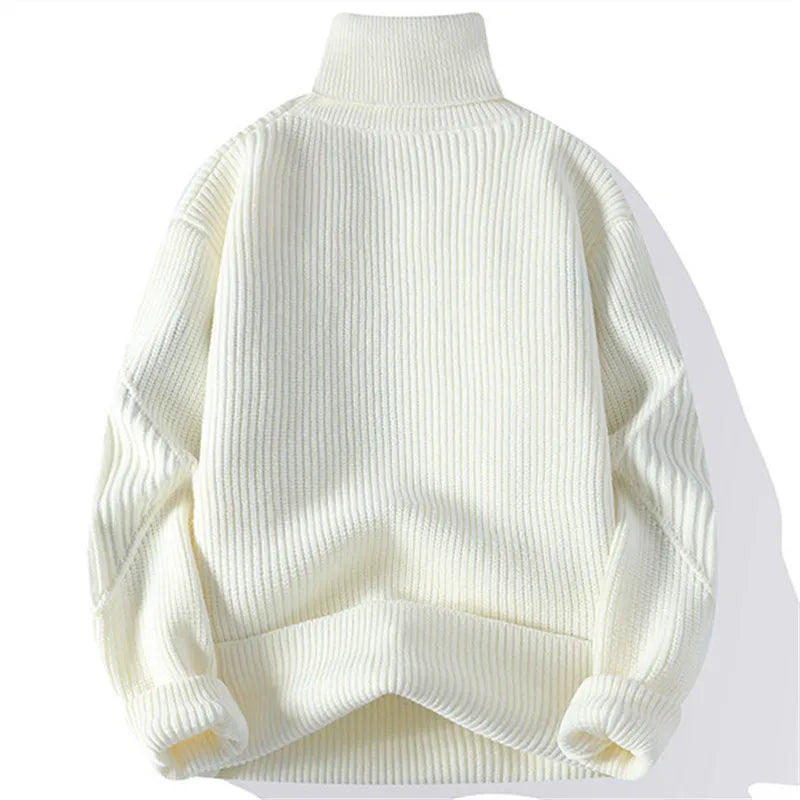 Men's Turtleneck Patchwork Pullover Knitwear Sweater