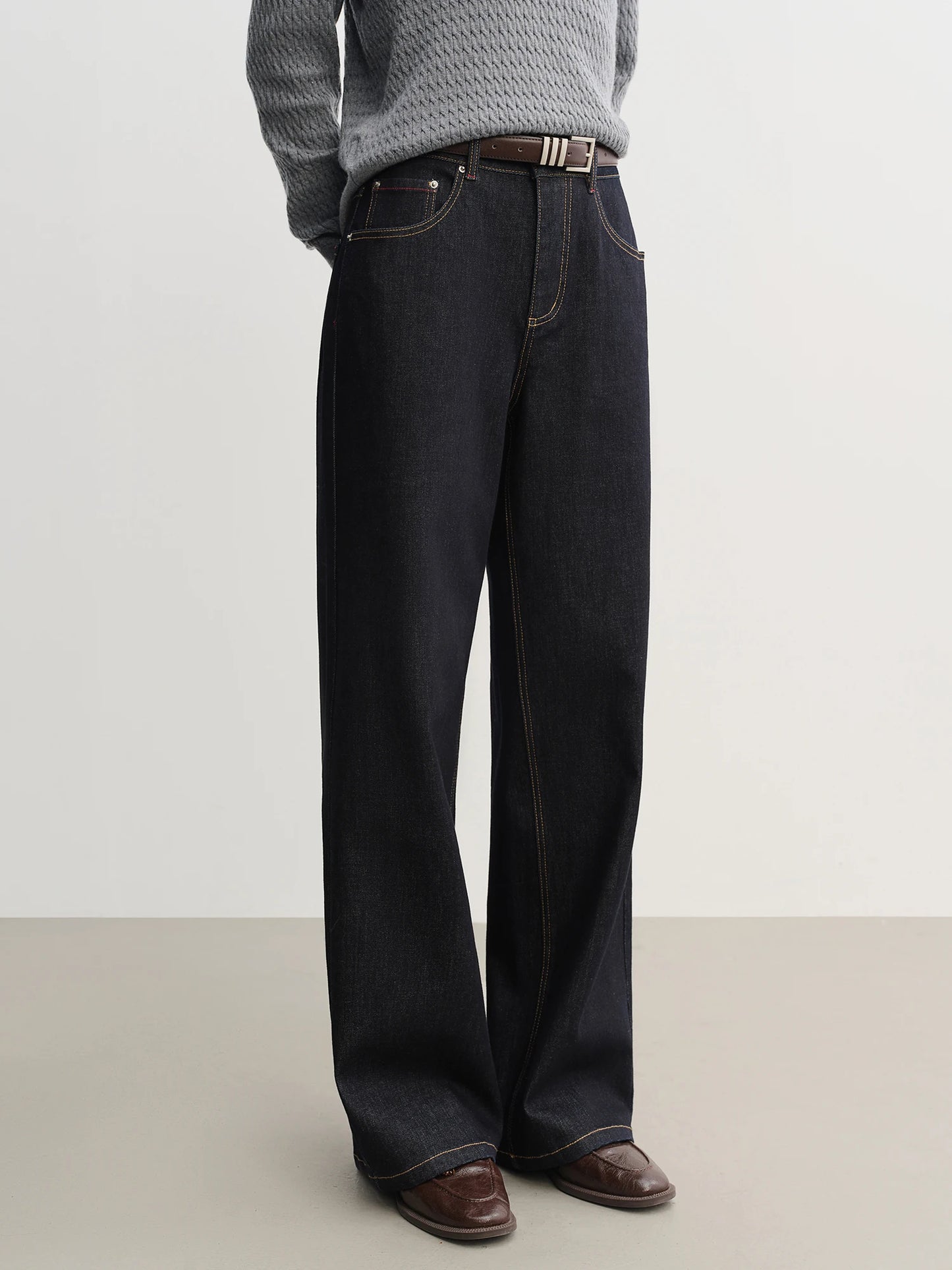 Women's High Waist Straight Leg Jeans - Stretch Denim Casual Trousers