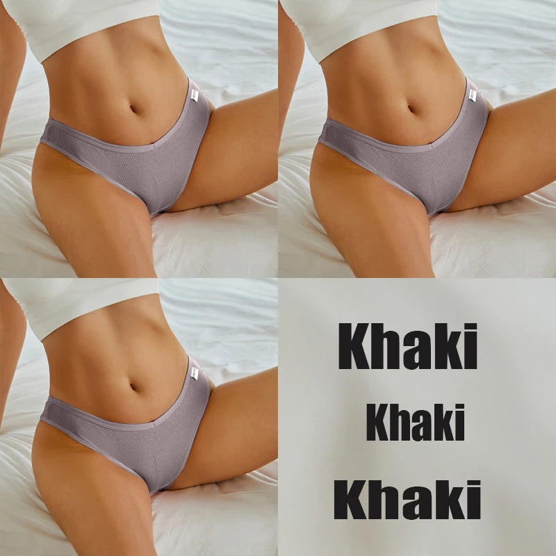Women's 3PC Cotton V Waist Underwear Brief Comfortable Underpants Lingerie
