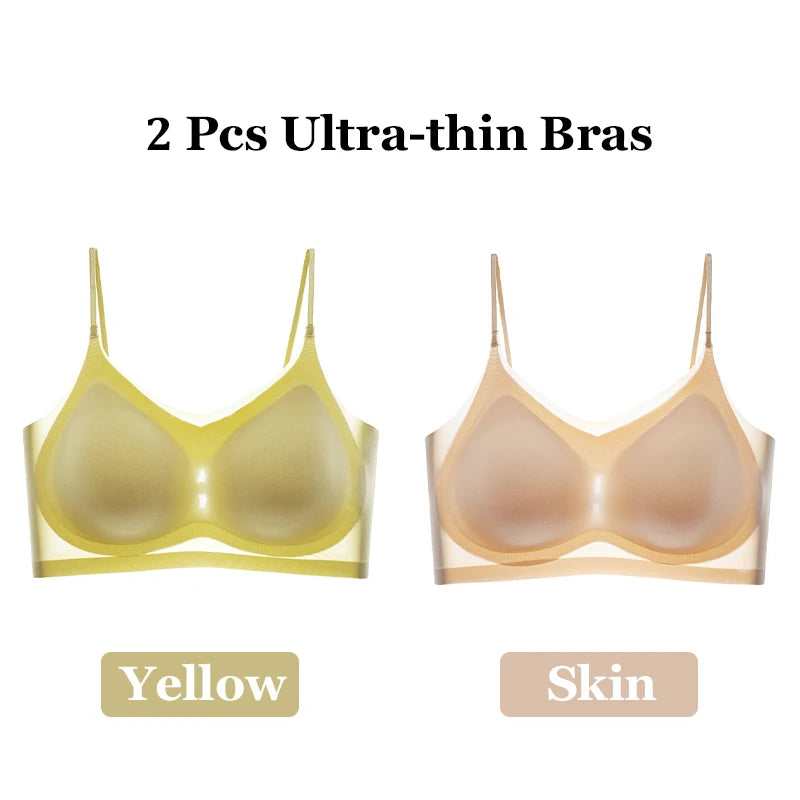 Women's Seamless Wireless Bralette 2-Pack - Ultra-Thin Ice Silk Breathable Vest