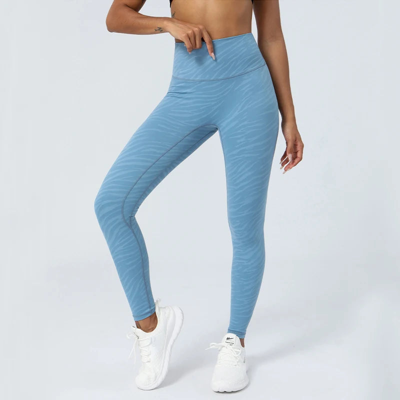Women's High Waist Yoga Pants Buttery Soft Zebra Stripe Printed Sports Leggings Breathable Workout Running Tights Sportswear