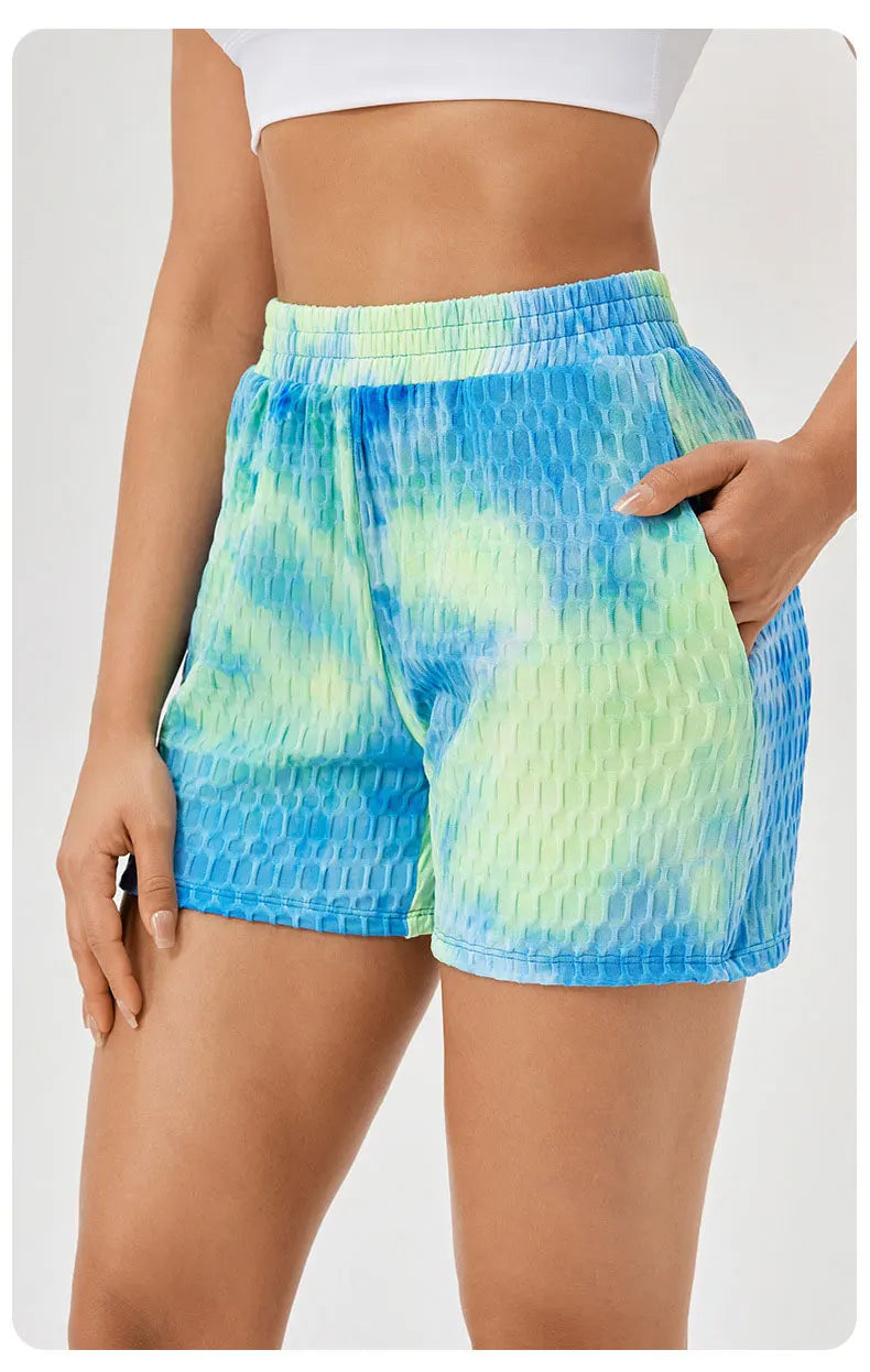 Women's Fitness Yoga Shorts Super Stretch Tie-Dye Outdoor Running Shorts Breathable Quick Dry Sportswear Workout Shorts