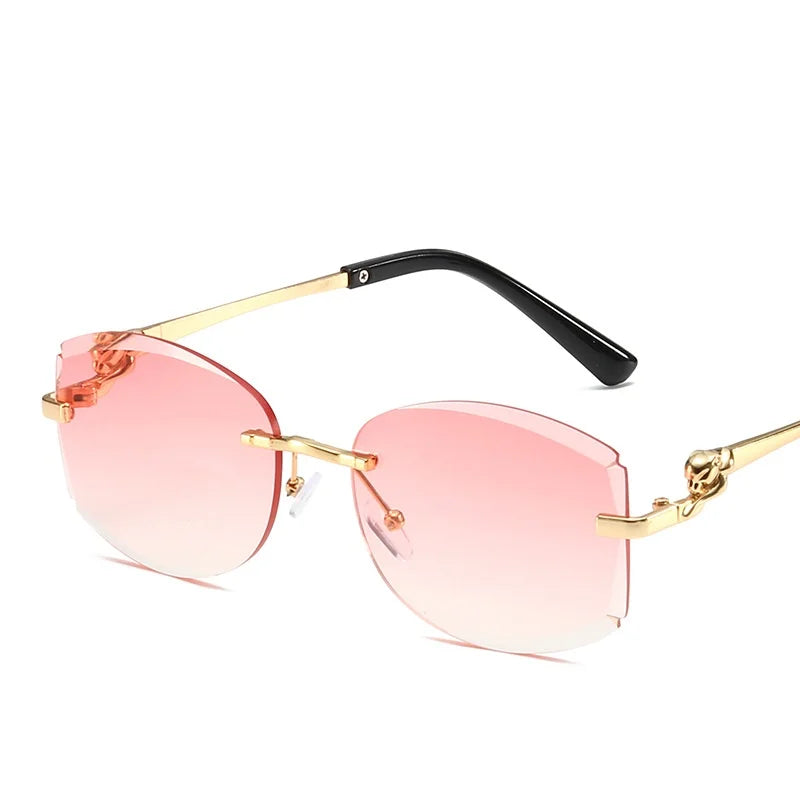Women's Gradient Frameless Sunglasses - Cut Edge Metal Design