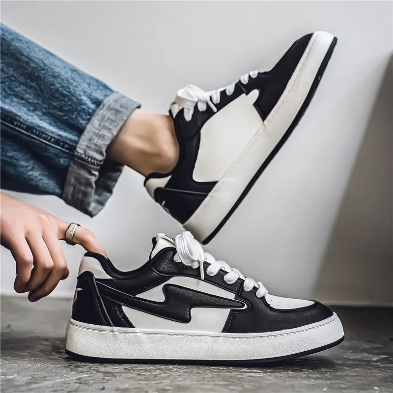 Men's Casual Sneakers Lightning Design Platform Skateboard Shoes Tennis Sports Shoes Outdoor Comfortable Vulcanized Sneakers