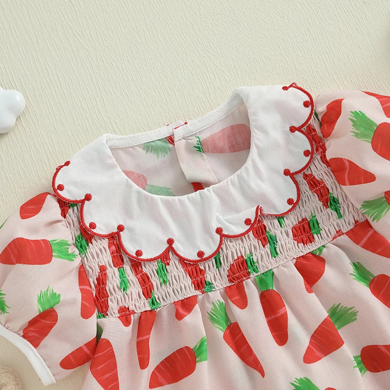 Baby Girls' Easter Carrot Print Romper - Summer Bodysuit