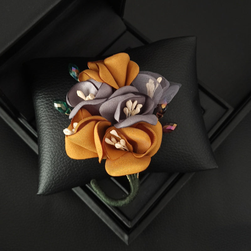 Elegant Fabric Flower Brooch Pin - Handmade Corsage for Women