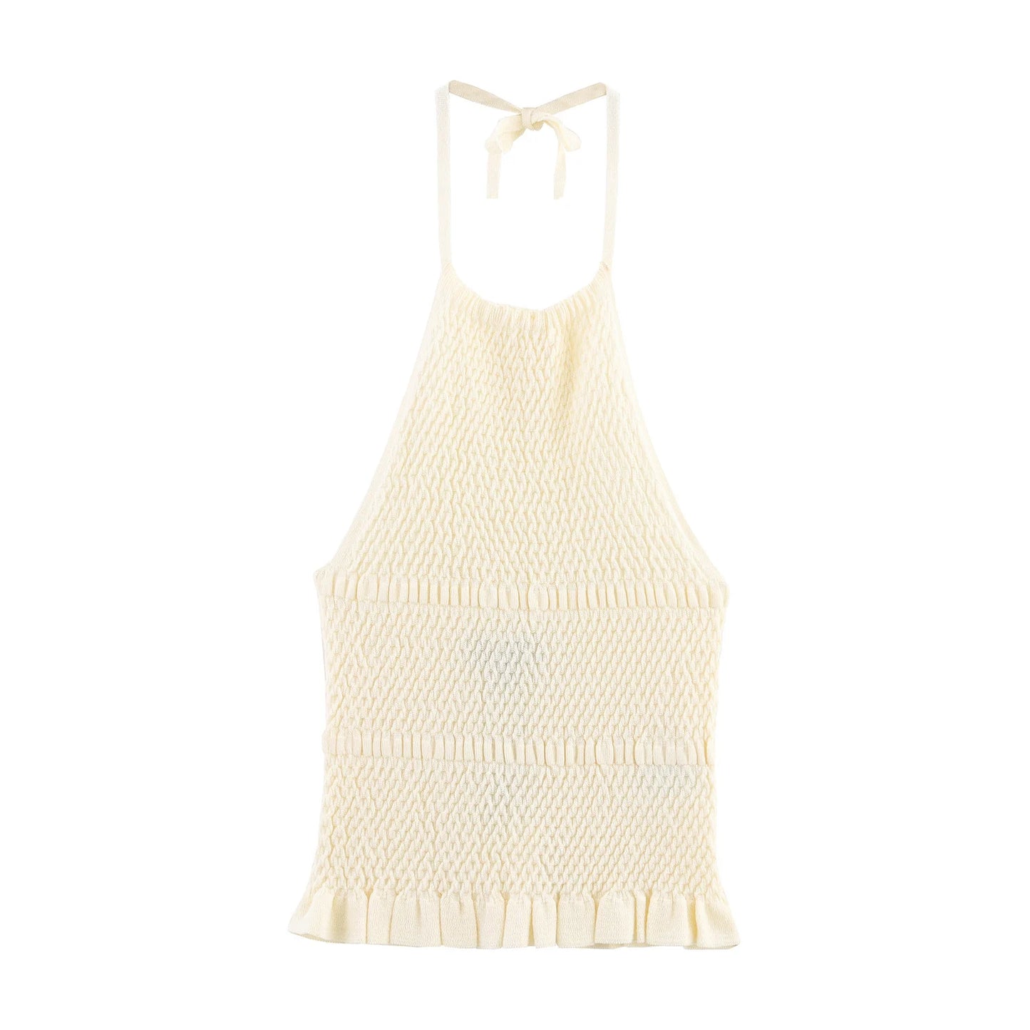 Women's Off Shoulder Halter Vest - Sweet Knitted Sleeveless Summer Top