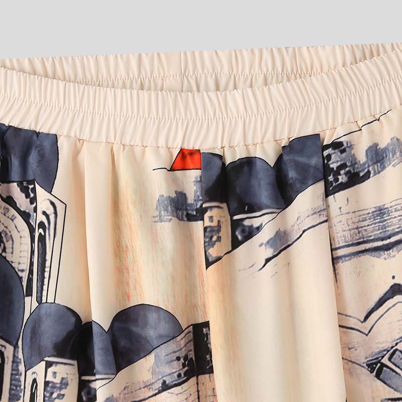 Men's Loose Stand Collar Half Sleeve Shirt and Elastic Waist Pants 2Pcs Causal Suit S-5XL