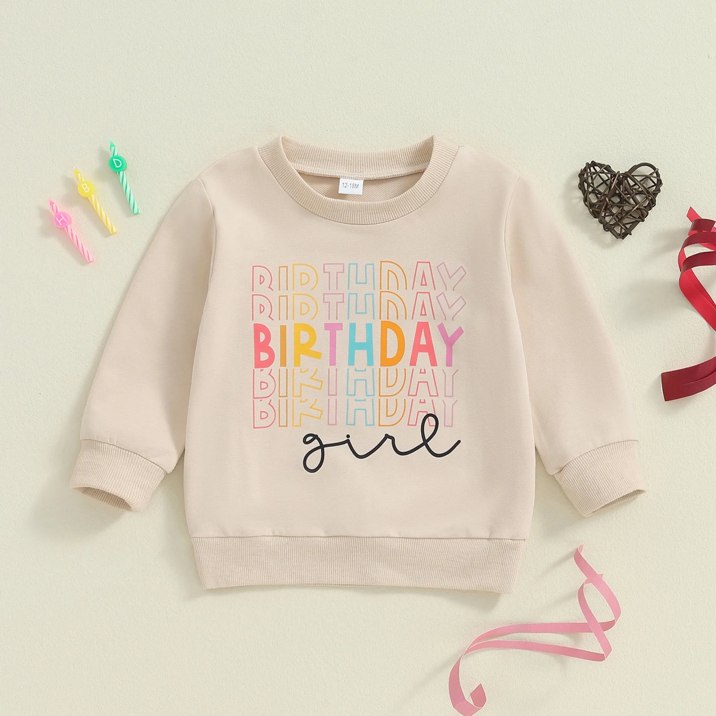 Kids Girls Birthday Sweatshirt with Letter Print (2-6Y)