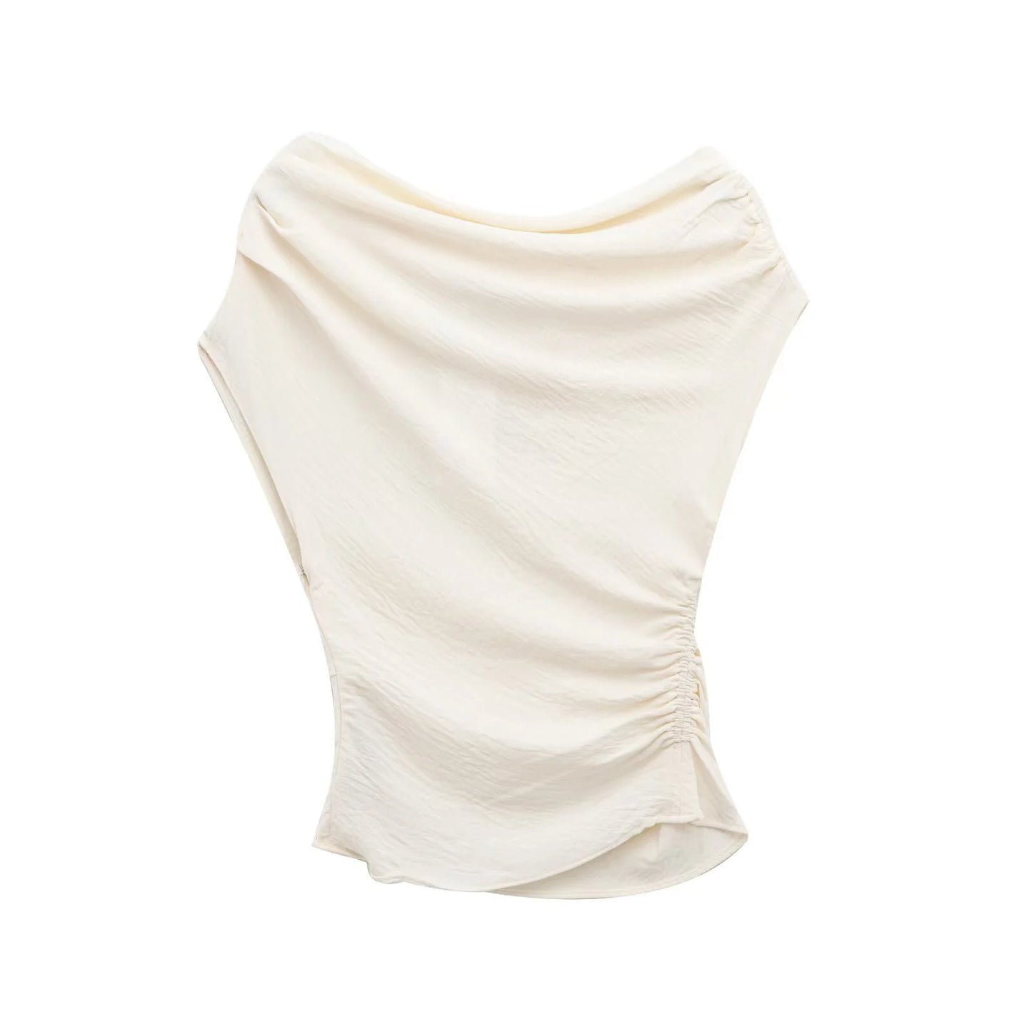 Women's Spring And Summer Slim Fit Asymmetrical Boat Neck Basic Top