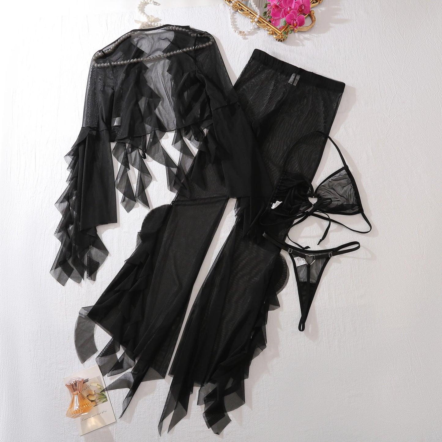 Women's Lingerie Matching Set Ruffled Sleeve Outfit