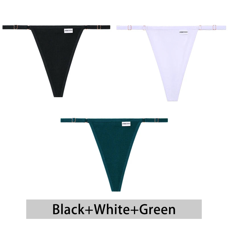 Women's Cotton Thong Set - 3 Pack Low-Rise Bikini Panties