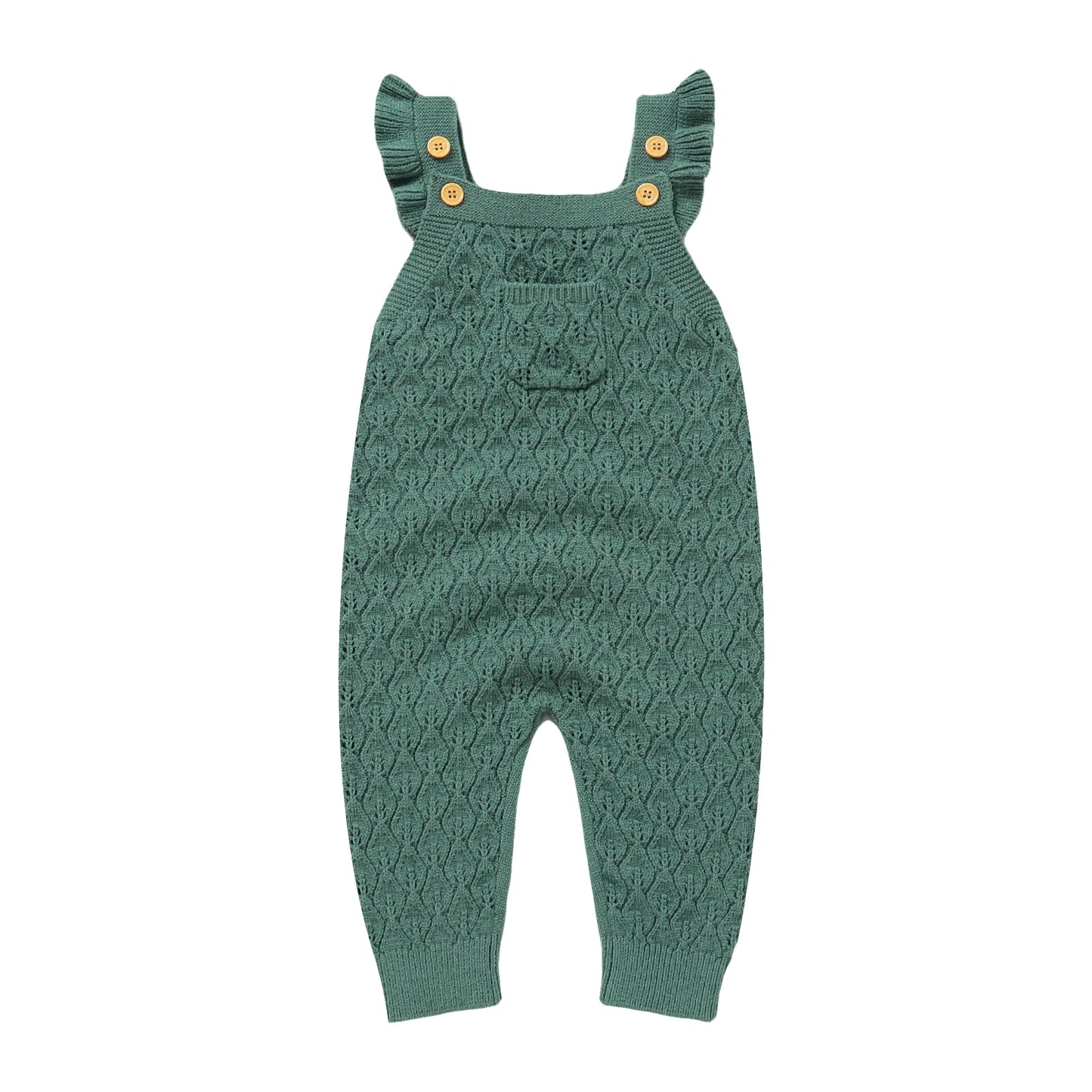 Baby Autumn Romper - Solid Ruffles Fly Sleeve Knit Jumpsuit Overalls Sweater