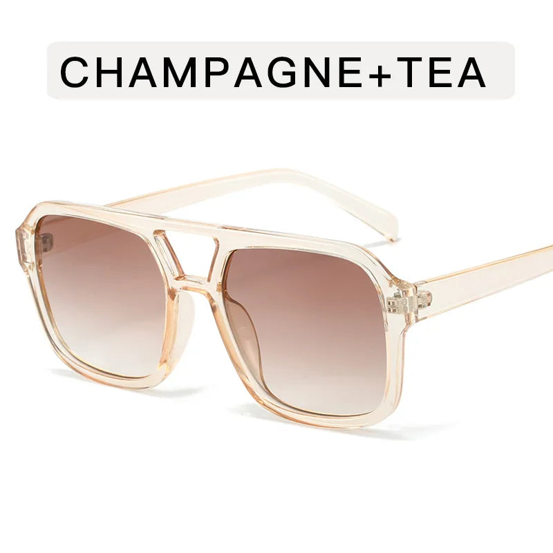 Women's Retro Square Sunglasses - Large Frame UV400 Protection Eyewear