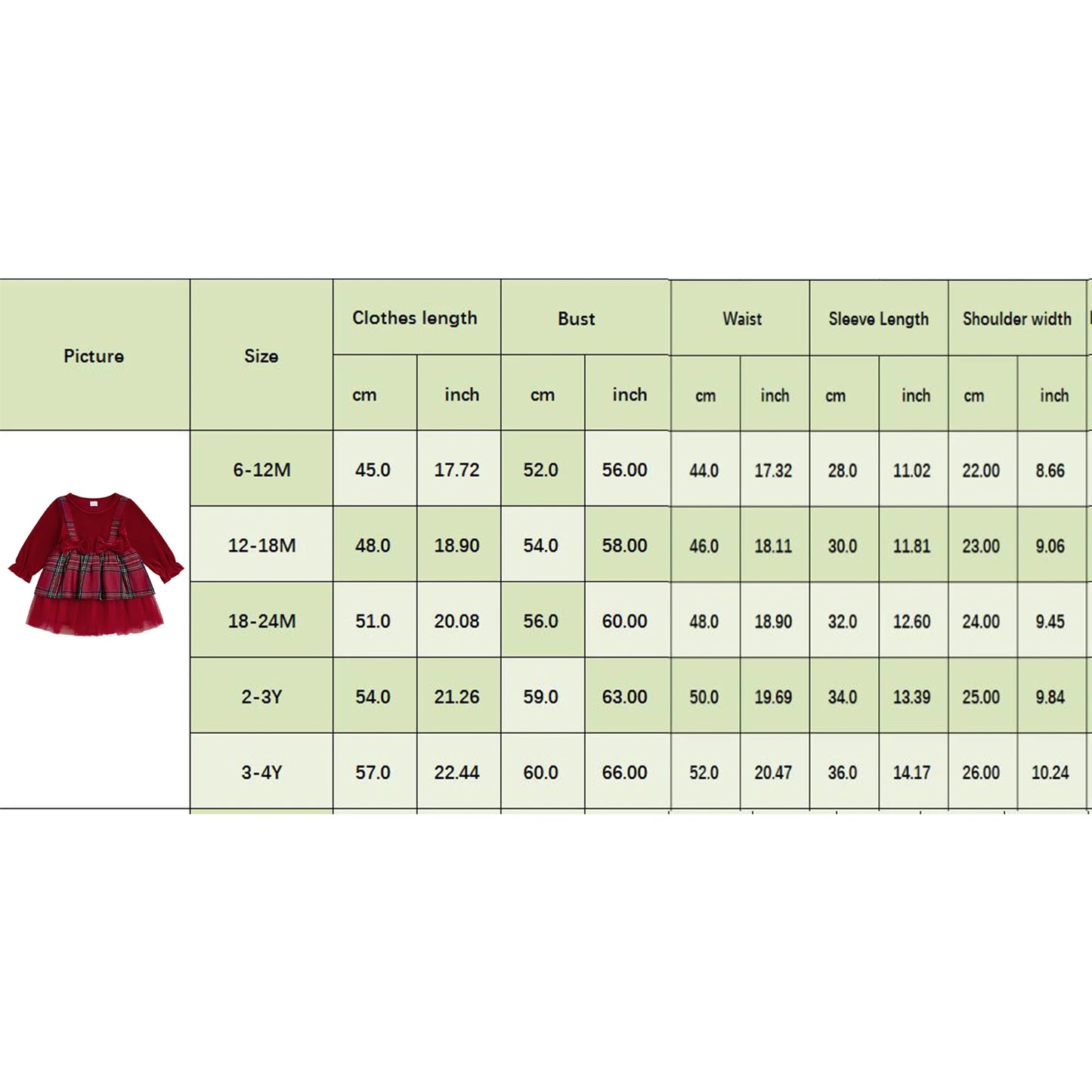 Baby Girls Christmas Plaid Velvet Party Dress (0-4Y)