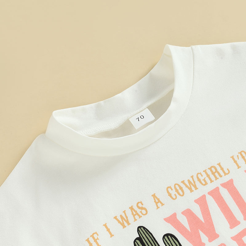 0-24M Infant Baby Girls Western Romper Short Sleeve Letter Cactus Cowgirl Hat Print Jumpsuits Summer Clothes
