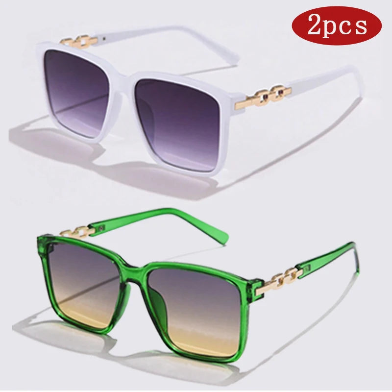 Women's 2pcs Big Frame Square Sunglasses