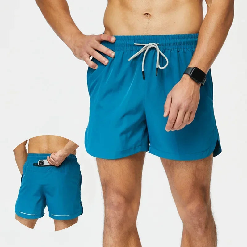 Men's Single Deck Beach Sweat Shorts with Zipped Back Pocket Running Training Marathon Athletic Breathable Shorts