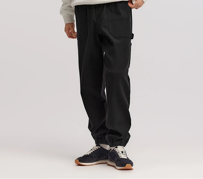 Men's Cargo Jogger Trousers - Drawstring Loose Fit Winter Streetwear Pants