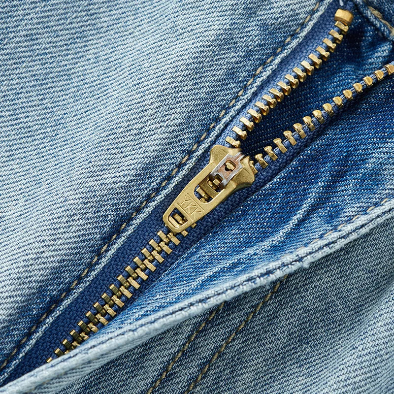 Women's Vintage Cotton Wide Leg Jeans - Curved Hem Retro Style