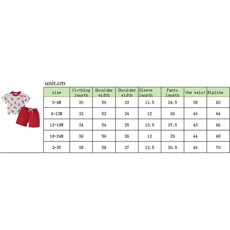 Baby Boys Striped Lobster Print Summer Set - T-Shirt & Solid Shorts (0-3Y)