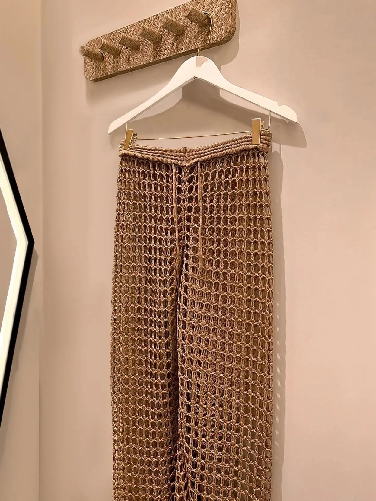 Elegant Wide Leg Knit Pants - Women's Summer Elastic Waist Trousers