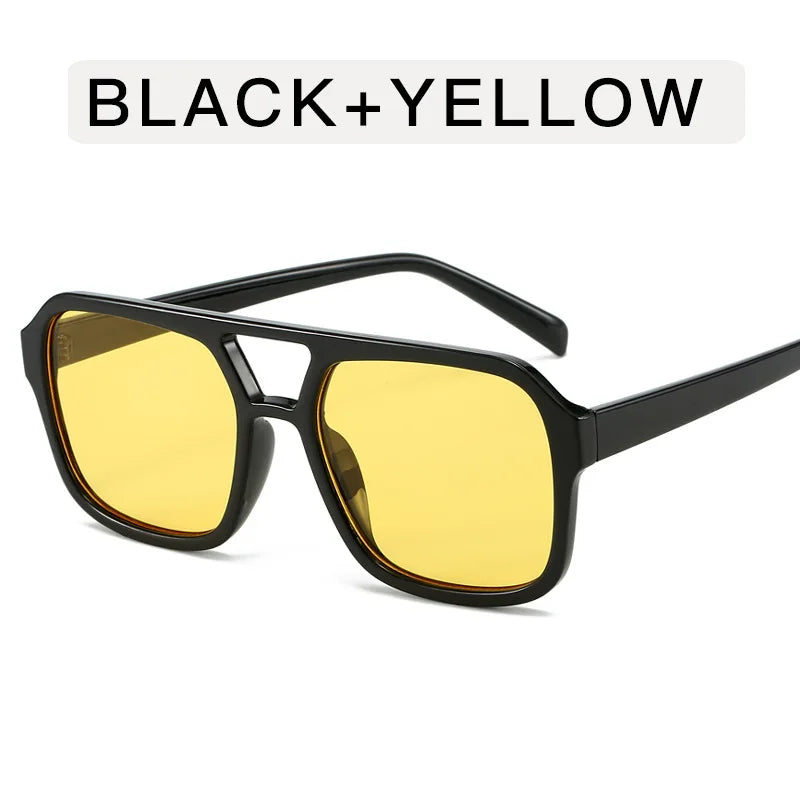 Women's Retro Square Sunglasses - Large Frame UV400 Protection Eyewear