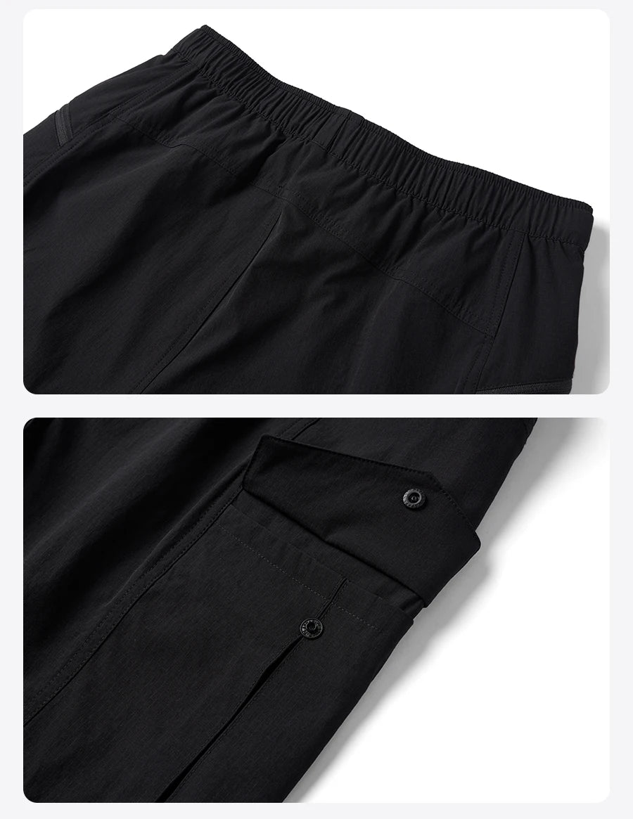Men's Summer Oversize 145gsm Elastic Quick Dry Fabric Elastic Waist Cargo Shorts