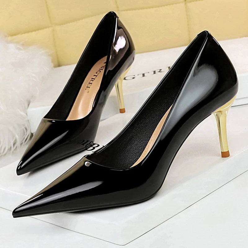 Women's Pumps Patent Leather Shoes Stiletto Heels
