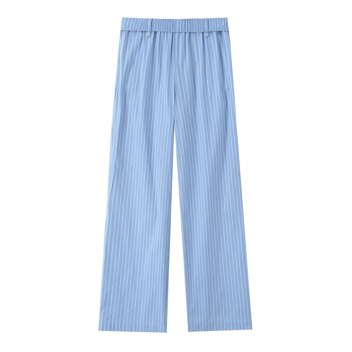 Women's Sense Niche Blue Striped Sleeveless Vest Loose Wide Leg Pants