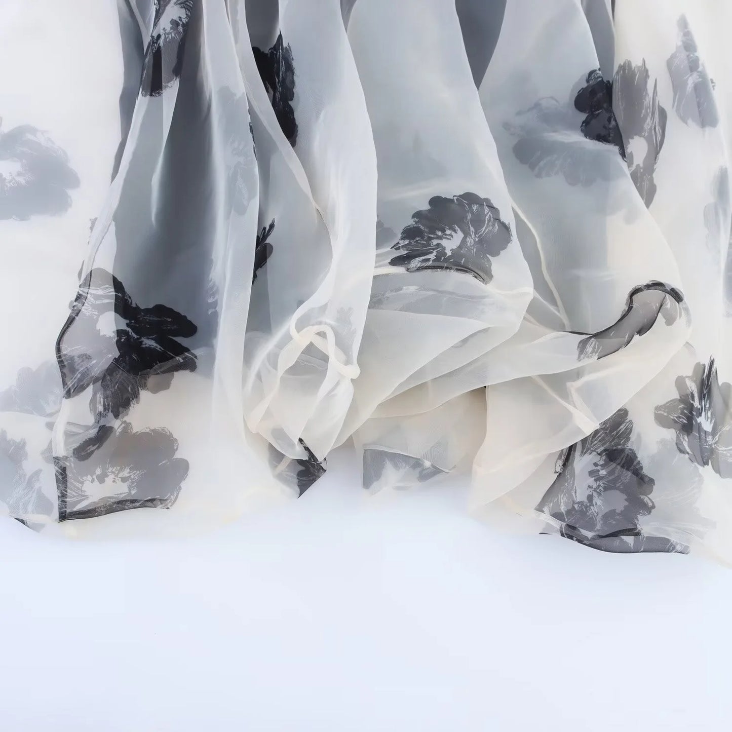 Women's European American Style Printed Transparent Hard Yarn Skirt - Slim Fit Summer