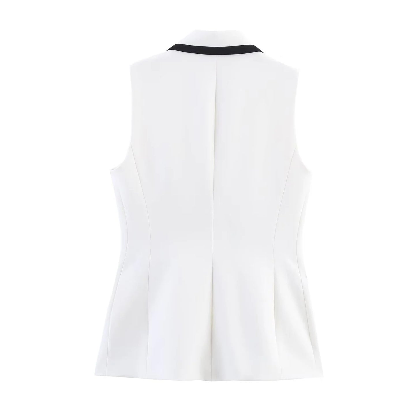 Women's Summer Colour Contrasting Edge Flip Collar Sleeveless Tank Top with Casual Shorts