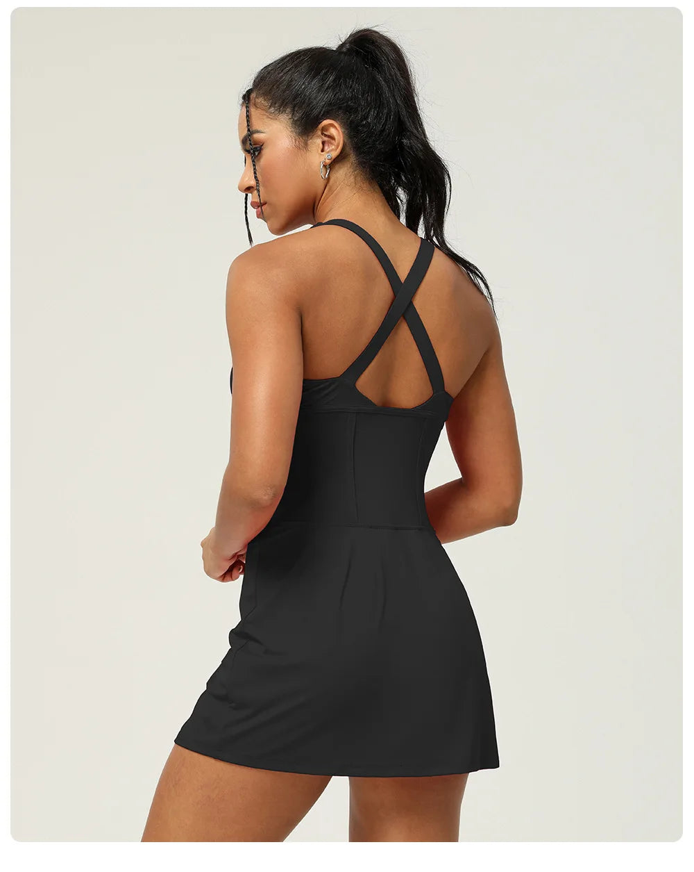 Women's 2-in-1 Tennis Dress with Built-in Shorts - Quick Dry Athletic Skort