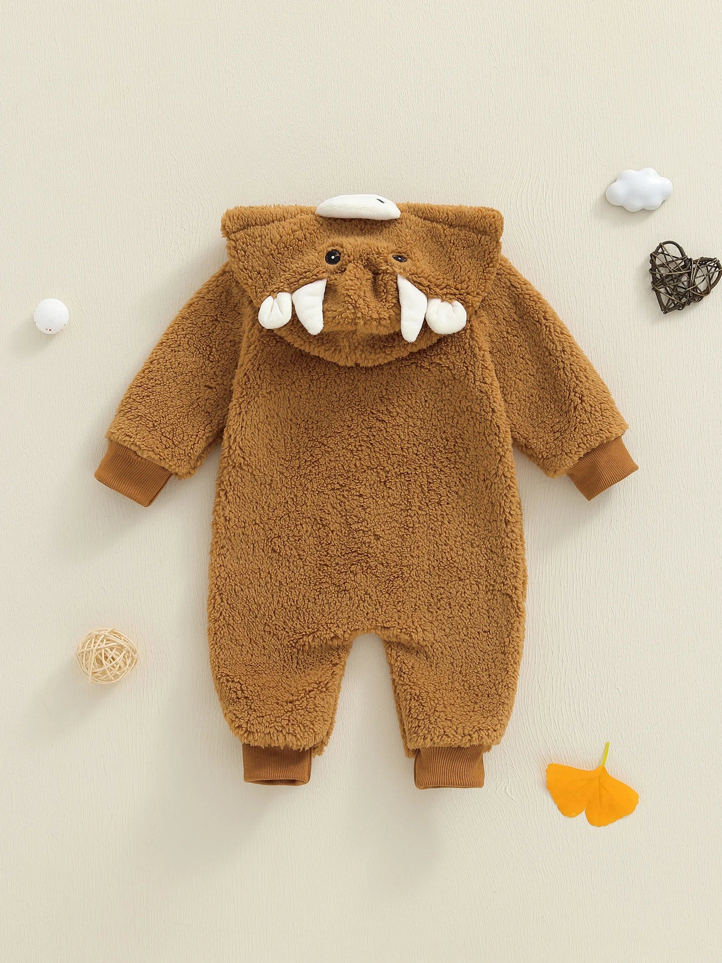 Baby Halloween Plush Hooded Jumpsuit (0-12M)