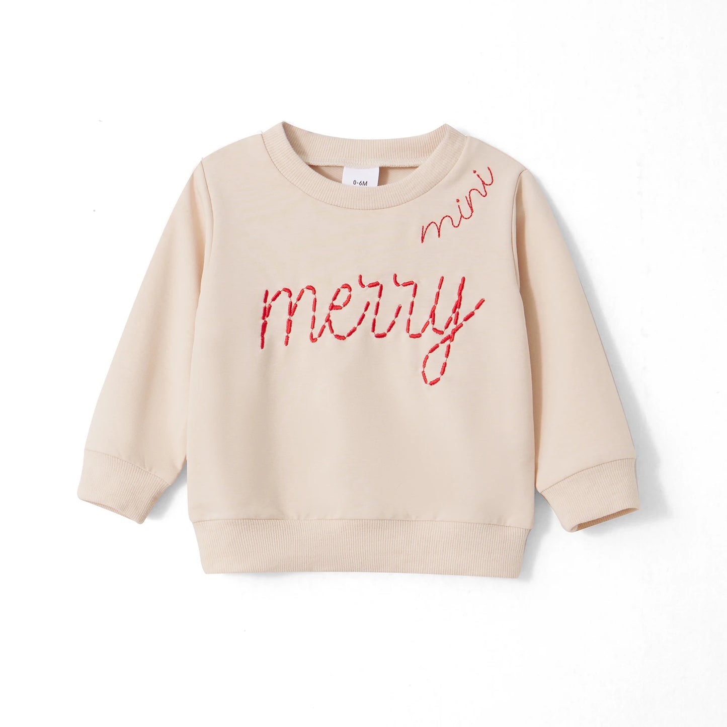 Mommy and Me Matching Christmas Sweatshirt - Letter Embroidery Long Sleeve