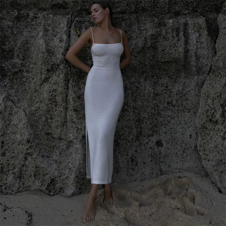 Women's Backless Bandage Knitted Sleeveless Slip Dress