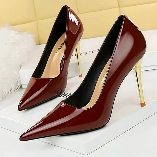 Women's Pumps Patent Leather Shoes Stiletto Heels