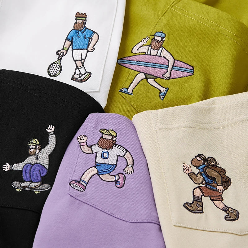 Unisex Sports Embroidered Pocket Tech Fabric Cool Touch Quick-Dry Short Sleeve T-Shirt