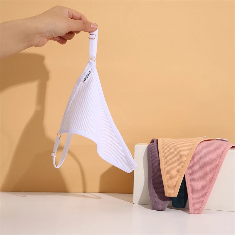 Women's 2PCS/SET Cotton Low Waist Panties Adjustable Waist Thongs Seamless G-String Underwear Lingerie