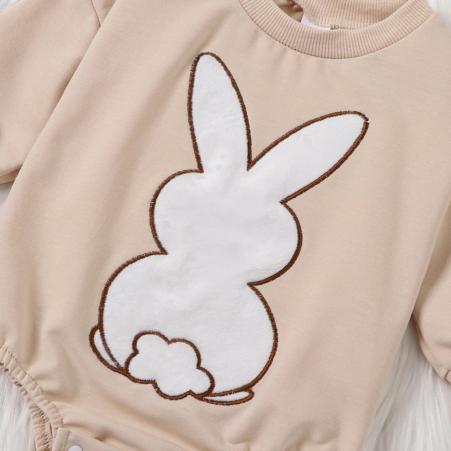 0-5Y Baby Boys Girls Sweatshirts/ Babygrow Rompers Bunny Embroidery Long Sleeve Jumpsuit