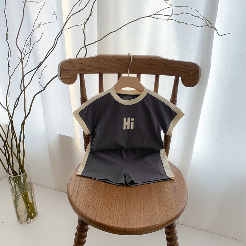Children's Letter Print T-Shirt and Shorts Outfit Set