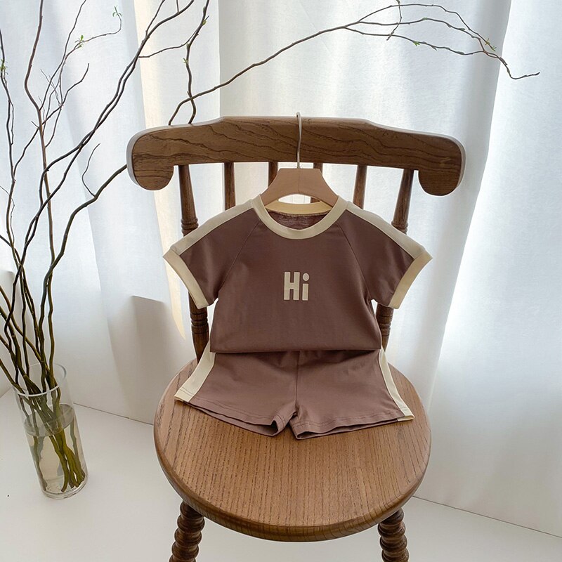 Children's Letter Print T-Shirt and Shorts Outfit Set