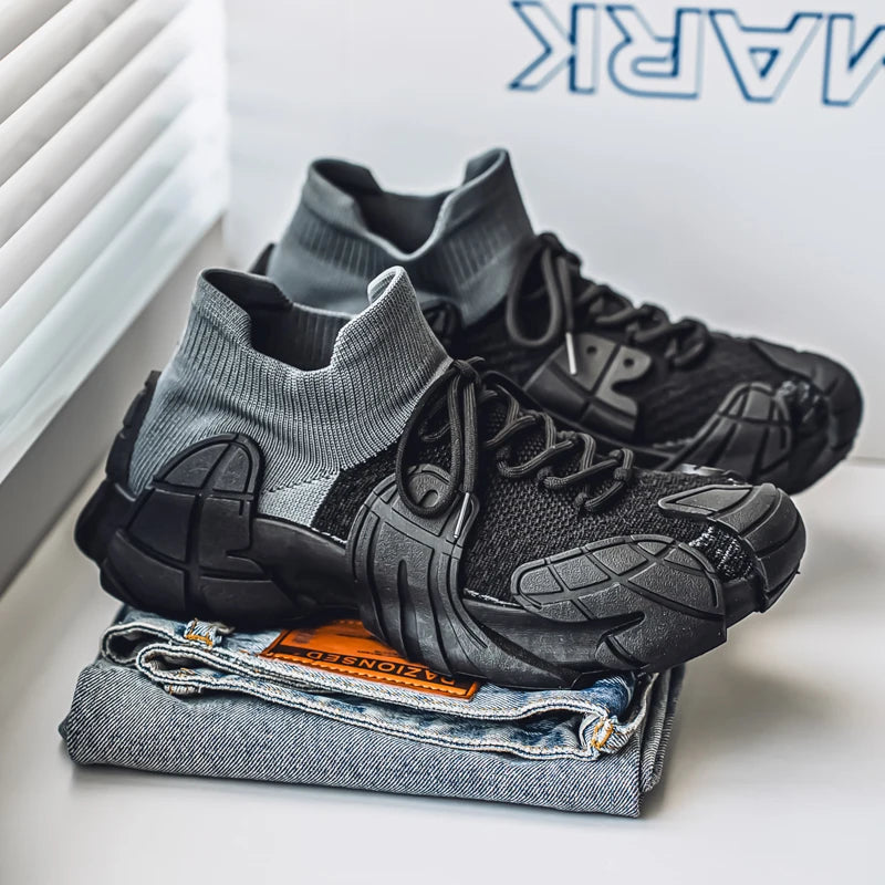 Men's Sports Mesh Sneakers Slip On Comfortable Lace Up Sneakers