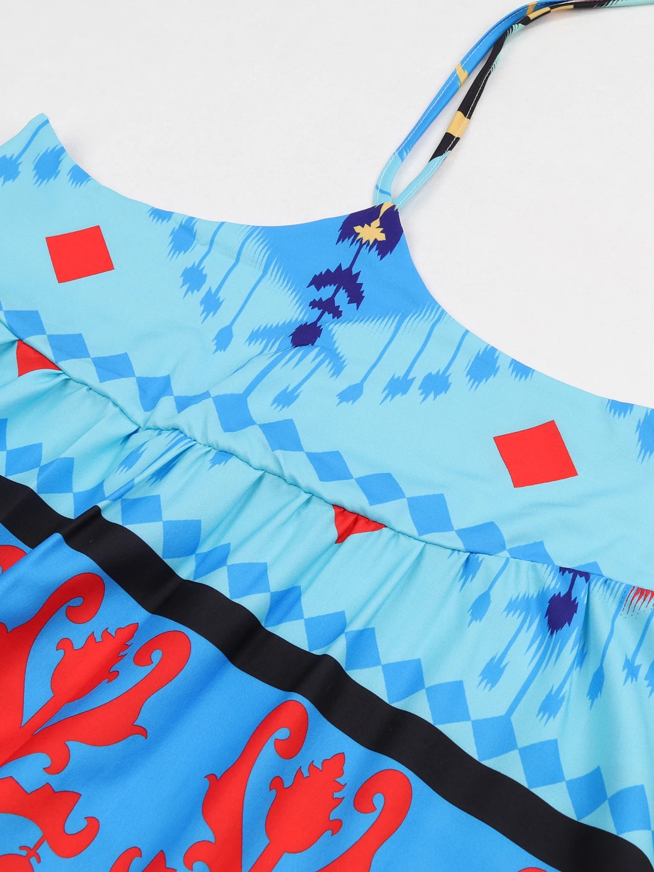 Women's Print Beach Two Piece Skirt White Bra High Waist A-line Long Skirt Beach Set