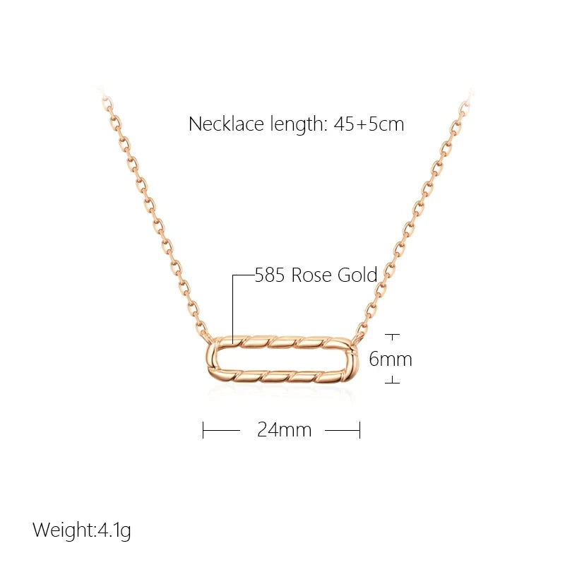 Glossy Geometry Pendant Necklace For Women Fashion 585 Rose Gold Colour