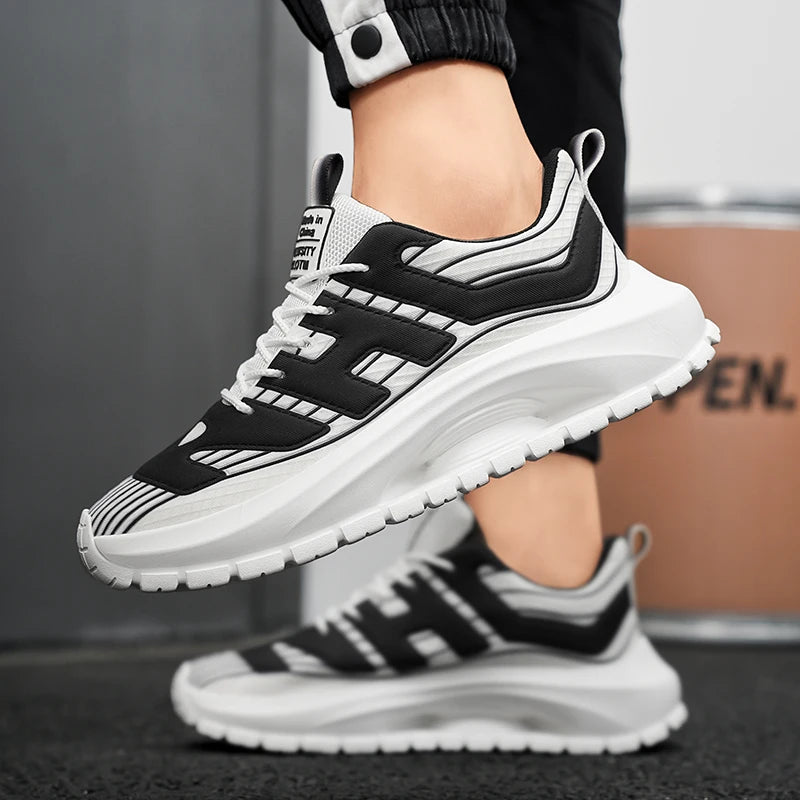 Men's Casual Sneakers Breathable Lace Up Platform Trainers Shoes