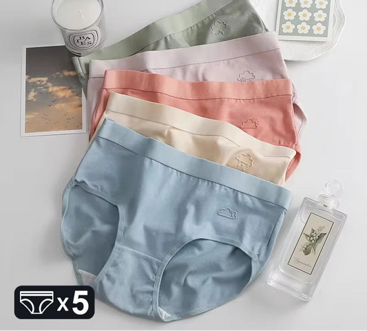 Women's Cotton Panties 5-Pack - Low Rise Breathable Briefs