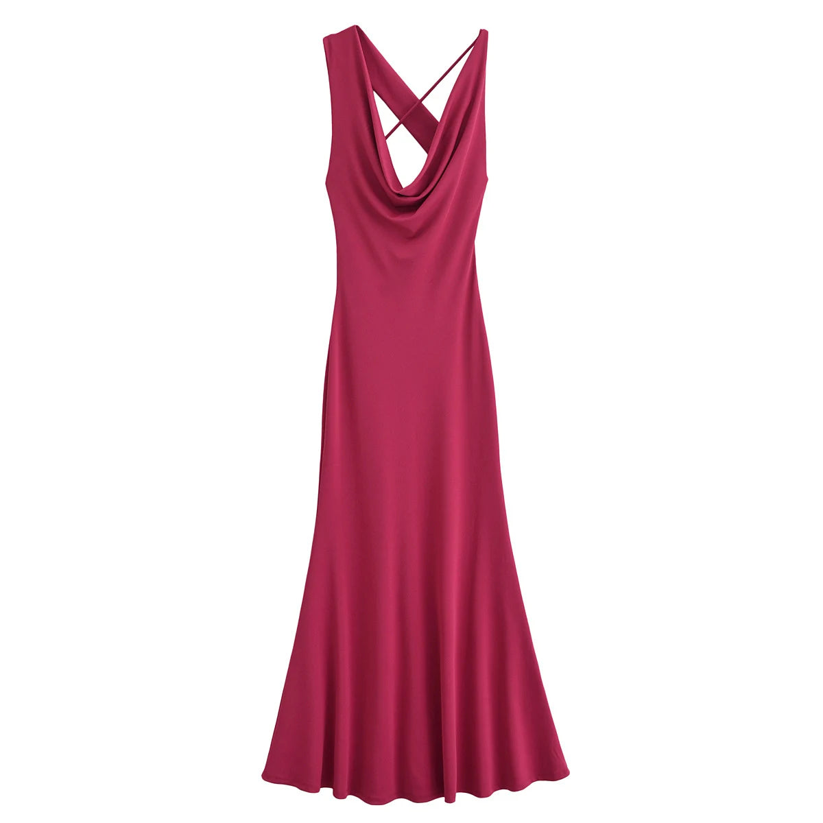 Women's Elegant Sleeveless Maxi Dress - Slim Fit with Folded Collar