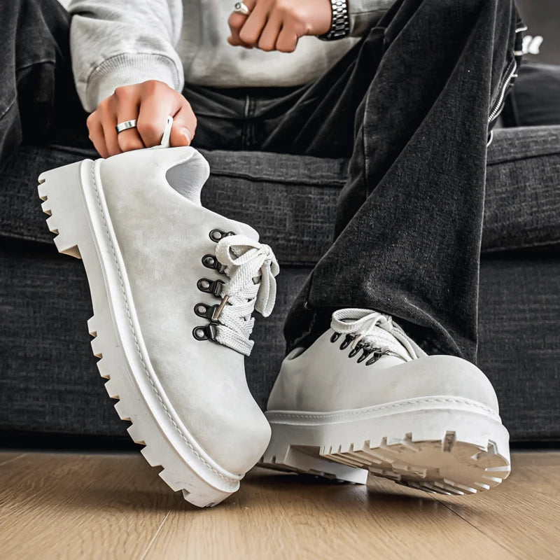 Men's Platform Suede Leather Lace-up Derby Shoes